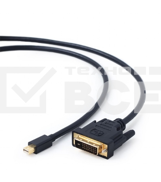 Кабель mDP-DVI Cablexpert CC-mDPM-DVIM-6, 20M/25M, 1.8м, черный, позол.разъемы, пакет