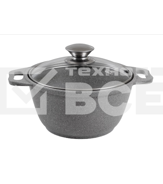 Кастрюля Kukmara КМС22а 2 л, со стеклянной крышкой АП (светлый мрамор)