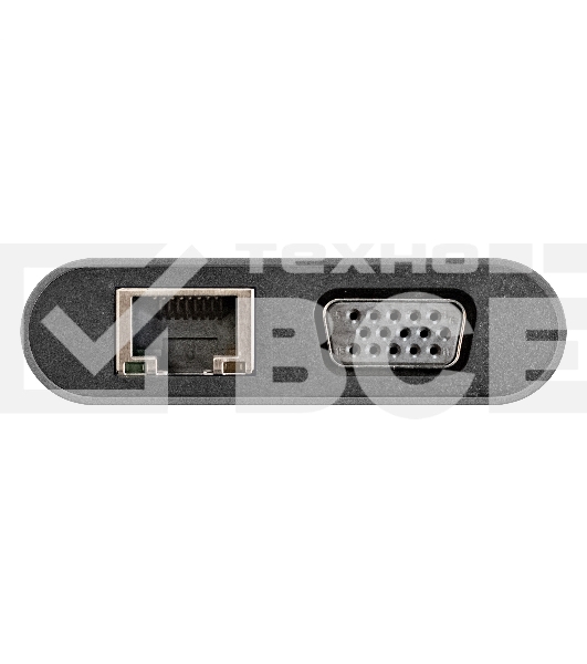 Док-станция ExeGate EX293985RUS DUB-31C/MAX (кабель-адаптер USB Type-C --> 3xUSB3.0 + Card Reader + PD 100W + HDMI 4K@30Hz + VGA + Audio + Lan RJ45 10/100/1000Mb, Plug&Play, серый)