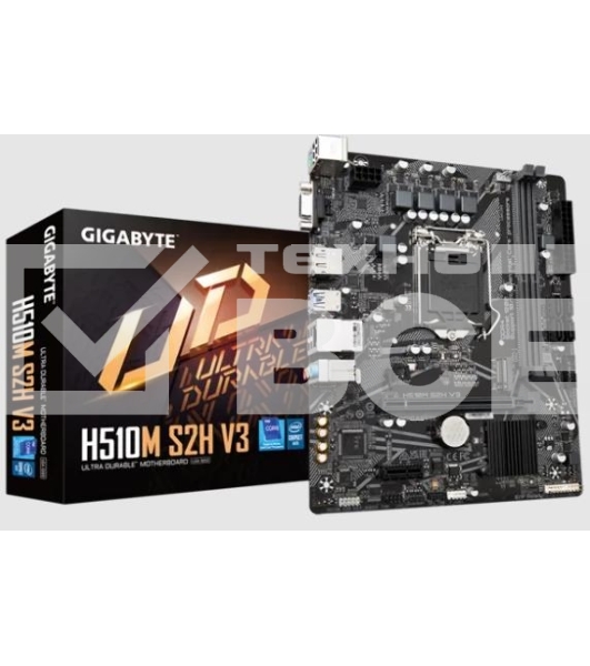 Материнская плата Gigabyte H510M S2H V3, LGA 1200, Intel H470, 2xDDR4, 4xSATA, 1xM.2, 1xPCIe 3.0 x16, 1xDP, 1xHDMI, 1xVGA, 1x 1Gb LAN, 2xUSB-A 3.2 Gen 1, 4xUSB-A 2.0, 3x 3.5 мм, 7.1, mATX