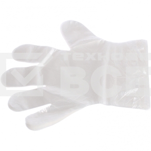 Перчатки одноразовые полиэтиленовые, прозрачные, 100 шт. (50 пар), L Россия