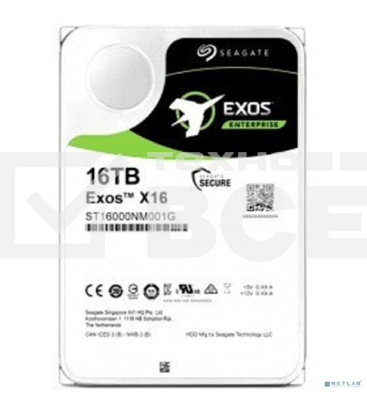 Жесткий диск Seagate 16Tb, ST16000NM002G, SAS Exos X16, 7200 rpm, 256Mb buffer