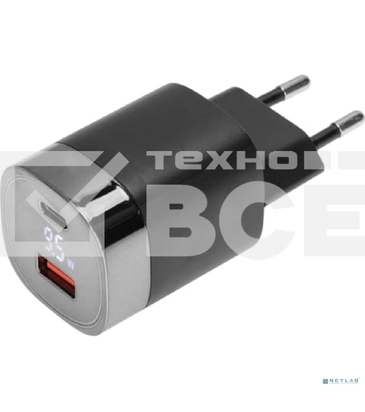 Сетевое зарядное устройство USB QC (30W) + Type C PD (33W), с дисплеем Rexant