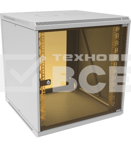 Шкаф коммутационный Suprlan (05-1206) настенный 12U 600x600мм пер.дв.стекл направл.под закл.гайки 70кг RAL 7035 535мм 26.22кг 620мм