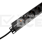 Блок распределения питания Rexant для 19' шкафов, вертикальный, 13 розеток СЕЕ 7/4, 16A, фильтр, без выкл, алюм корп, шнур 2м, вилка СЕЕ 7/7, фото4