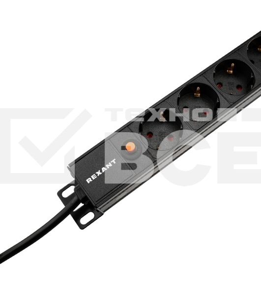 Блок распределения питания Rexant для 19' шкафов, вертикальный, 13 розеток СЕЕ 7/4, 16A, фильтр, без выкл, алюм корп, шнур 2м, вилка СЕЕ 7/7