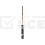 Сверло по металлу Kranz 3мм, Р6М5, ТИТАН, шестигранный хвостовик (1 шт. в упаковке) DIN 338, фото 1