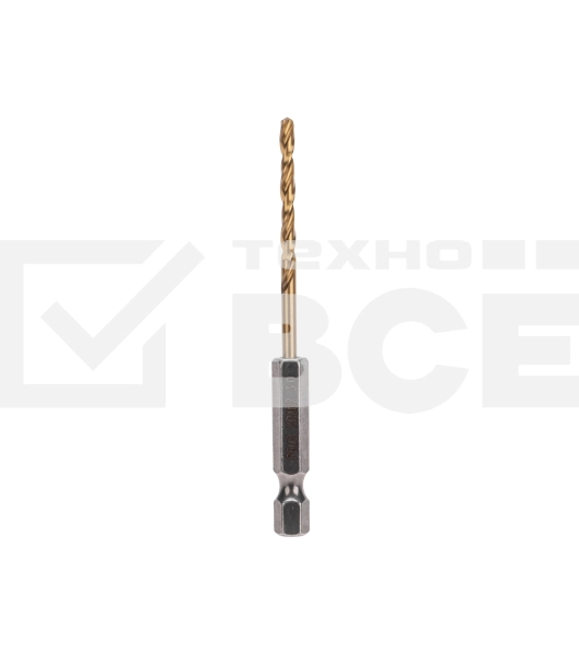 Сверло по металлу Kranz 3мм, Р6М5, ТИТАН, шестигранный хвостовик (1 шт. в упаковке) DIN 338