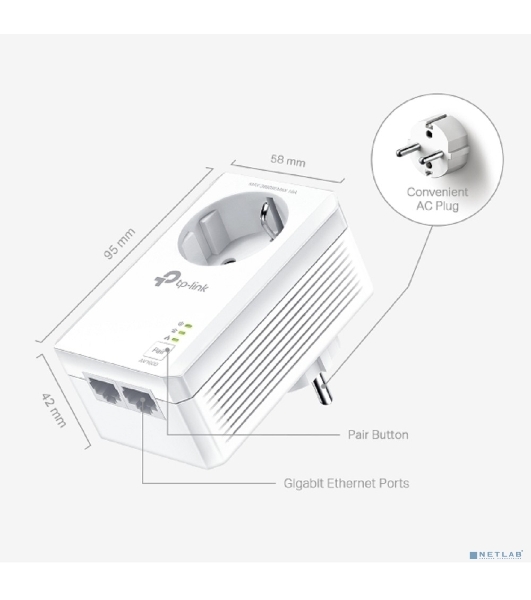 Комплект гигабитных Powerline-адаптеров TP-Link TL-PA7027P KIT AV1000 со встроенной розеткой