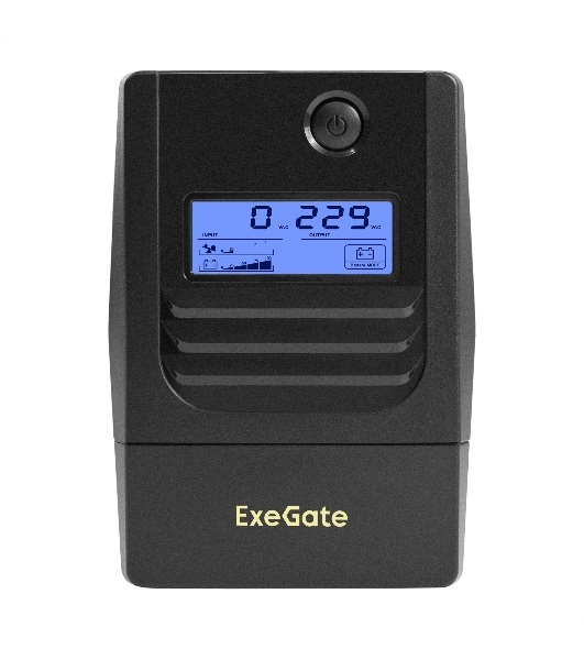 ИБП ExeGate Smart LB-600.LCD.AVR.2SH (600VA/360W, LCD, AVR, 2*Schuko, батарея 12V 7.2Ah, Black)