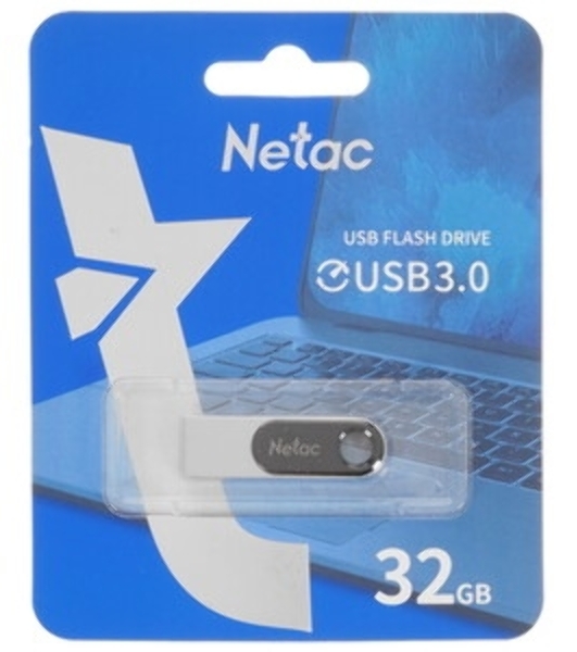 Флешка USB Netac U278 (NT03U278N-032G-32PN), 32Gb, USB 3.0, R/W 90/45, серебристый/черный