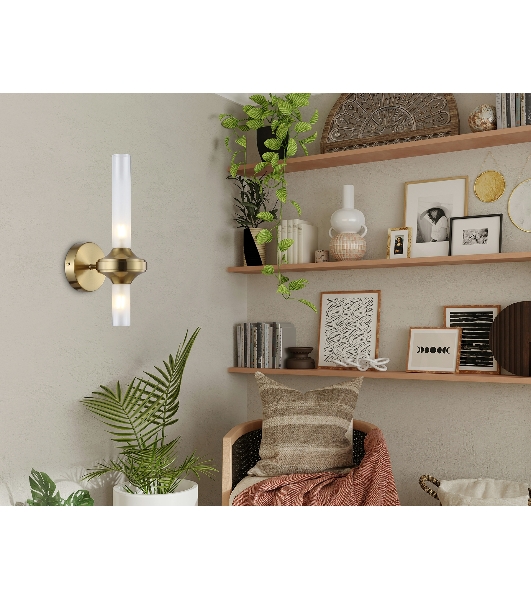 Настенный светильник Ambrella light LH55362/2 BS/CL латунь/прозрачный G9/2 max 30W 150*100*320