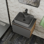 Комплект: тумба Bau Dream Blackwood графит 60, 1 ящик, раковина BAU Cerama 48х37, темно-серая, смеситель Hotel Black, черный матовый, выпуск клик клак черный, фото13