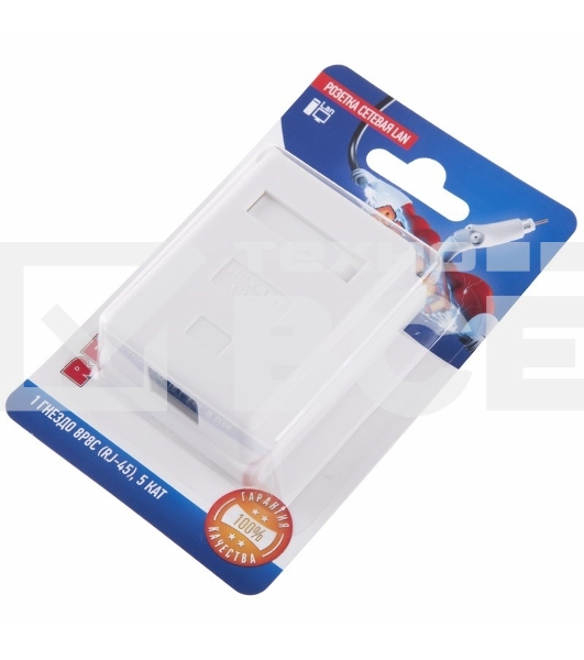 Розетка сетевая LAN, на стену, (1 гнездо 8Р8С (Rj-45), 5e кат)
