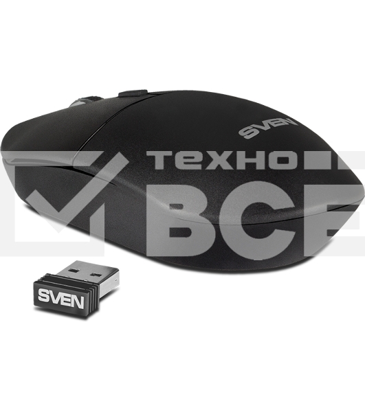 Мышь беспроводная SVEN RX-515SW черный, 1600 dpi, радиоканал, USB, кнопки - 4