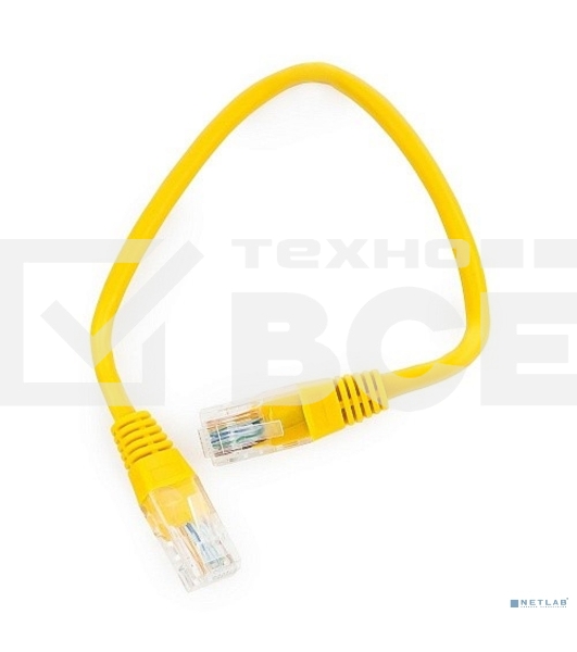 Патч-корд UTP Cablexpert кат.5e, 0.25м, литой, многожильный (жёлтый)