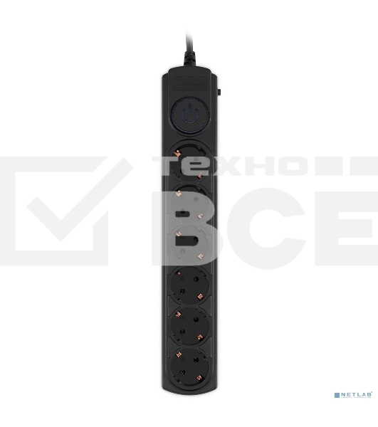 Сетевой фильтр Ippon BK-6-EU-5-10-B 5м (6 розеток) черный (коробка)