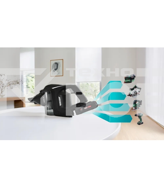 Пылесос вертикальный Bosch BCS8214PRQ, черный, питание от аккумулятора, 500 Вт, уборка сухая, пылесборник 0.4 л, работа от АКБ max 65 мин.