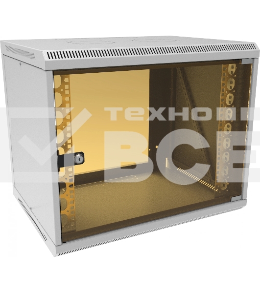 Шкаф коммутационный Suprlan (05-1093) настенный 12U 600x450мм пер.дв.стекл направл.под закл.гайки 70кг RAL 7035 385мм 19кг 500мм