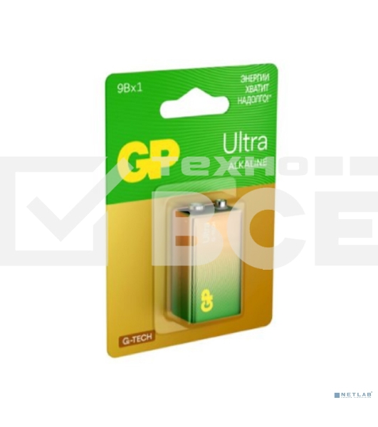 Алкалиновая батарейка GP Ultra Alkaline G-Tech 9V Крона - 1 шт. на блистере