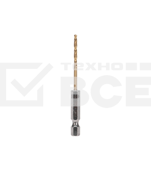 Сверло по металлу, 2,5мм, Р6М5, ТИТАН, шестигранный хвостовик (1 шт. в упаковке) DIN 338 Kranz