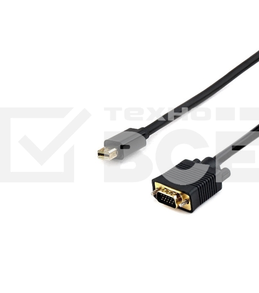 Кабель Cablexpert mDP-VGA, 20M/15M, 1.8м, черный, позол.разъемы, пакет (CC-mDPM-VGAM-6)