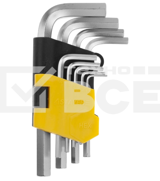 Набор STAYER Ключи 'MASTER' имбусовые короткие, Cr-V, сатинированное покрытие, пластик. держатель, HEX 1,5-10мм, 9 пред 2740-H9