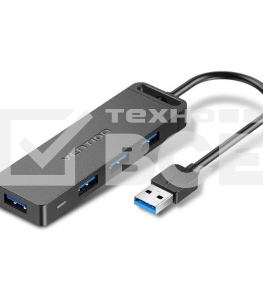 Концентратор Vention OTG USB 3.0 на 4 порта Черный - 0.15м. Концентратор Vention OTG USB 3.0 на 4 порта Черный - 0.15м.