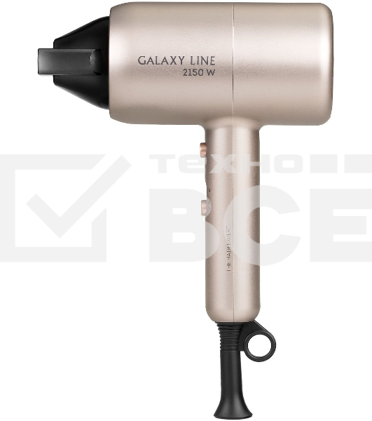 Фен для волос Galaxy Line GL 4352, бежевый, 2150 Вт, 2 скорости потока воздуха, функция «холодный воздух», щелевая насадка-концентратор, подвесная петля, длина шнура питания 170 см, защита мотора от перегрева