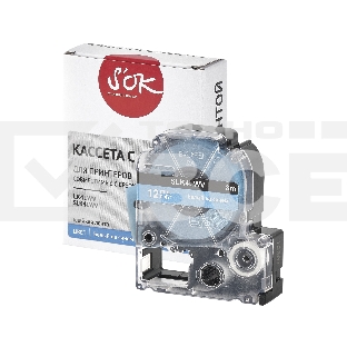 Кассета с лентой S'OK by Sakura Printing K4LWV для Epson, белый на синем, 12мм/8м