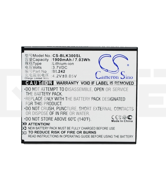 Аккумулятор CameronSino CS-BLK300SL BL242 для Lenovo A6010 Lenovo K3 3.7V / 1900mAh / 7.03Wh