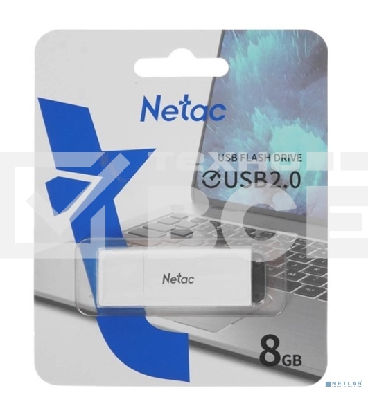 Флеш диск Netac U185 8Gb <NT03U185N-008G-20WH>, USB2.0, с колпачком, пластиковая белая