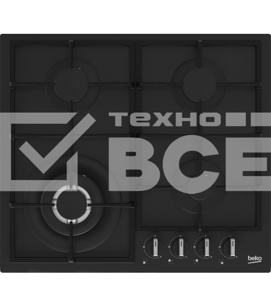 Встраиваемая газовая варочная поверхность Beko HIYG 64225 SBO, Черный