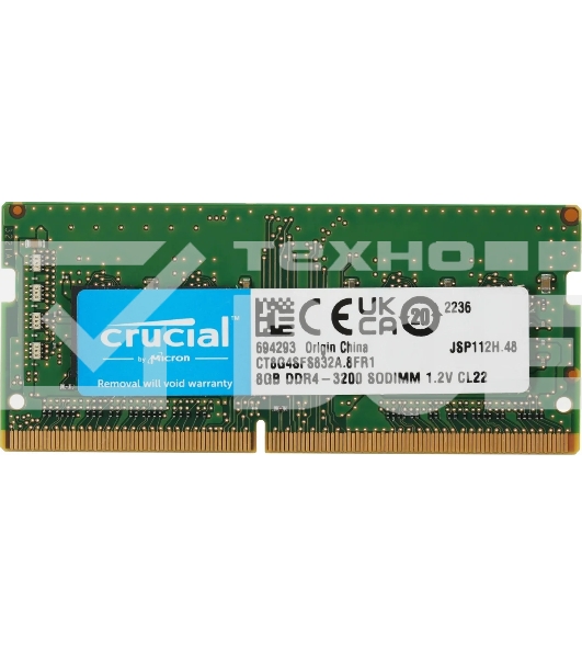 Оперативная память Crucial, DDR4, 8GB (1x8GB), 3200MHz, CL22 SO-DIMM