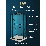 Душевой уголок квадратный BAU Stil square 100х100х195, с поддоном 12,5 см, закаленное стекло толщино, фото4