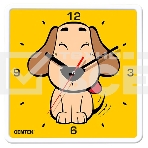 Часы настенные Centek СТ-7103 <Dog> (щенок) 25х25 см, квадрат, шаговый ход, кварцевый механизм, фото 1