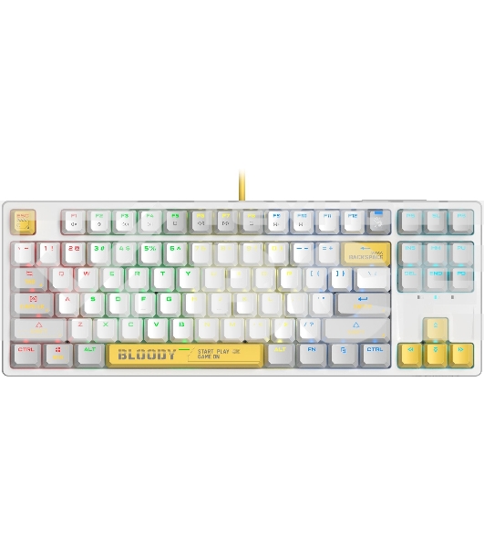 Клавиатура A4Tech Bloody S87 Energy (S87 USB ENERGY WHITE) проводная USB белый/жёлтый
