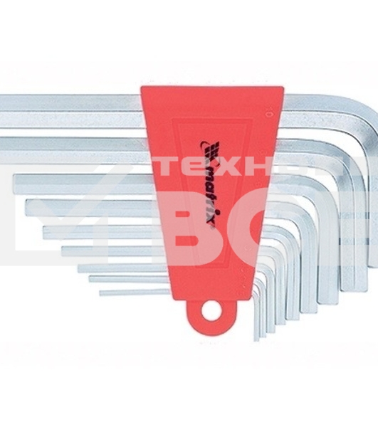 Набор ключей имбусовых Matrix HEX, 1,5–10 мм, CrV, 9 шт., короткие, сатин.