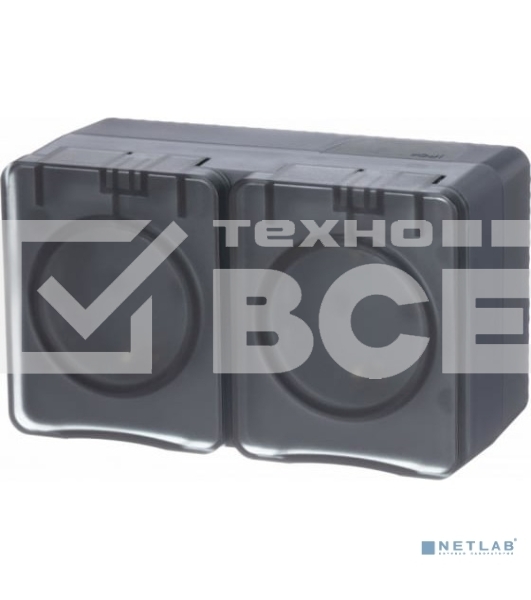 Розетка 2-м ОП AtlasDesign Profi54 16А IP54 250 В с заземл. защ. шторки антрацит SchE ATN544026