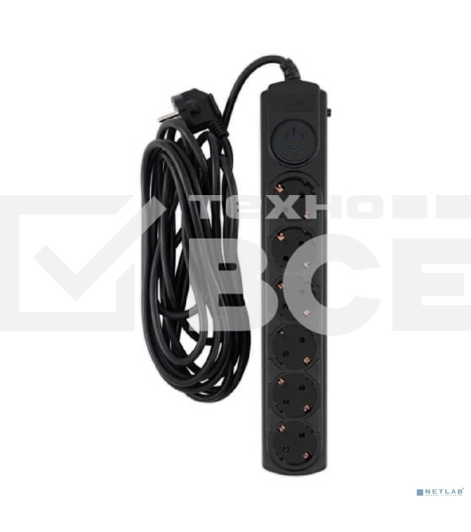Сетевой фильтр Ippon BK-6-EU-5-10-B 5м (6 розеток) черный (коробка)