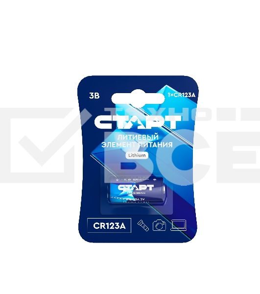 Батарейка СТАРТ CR123А 1500 мАч – 20/200, CR123А, 1500 мАч, 1 шт. на блистере