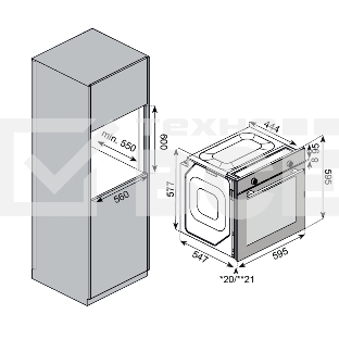 Встраиваемый духовой шкаф Kuppersberg HF 608 BX 80 л, High-Tech, 6 режимов, паровая очистка, черный, нерж. сталь