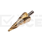 Сверло ступенчатое Kranz 6-8-10-12-14-16-18-20-22-24-26-28-30мм, Р6М5, ТИТАН, трехгр.хвостовик, фото 1