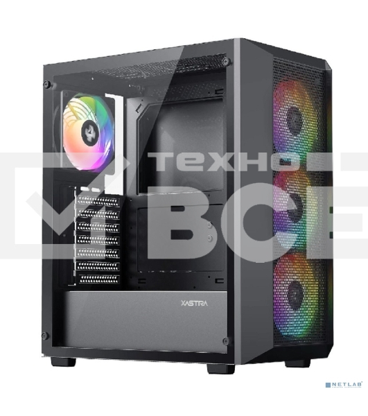 Компьютерный корпус XASTRA A406 4ARGB Black ATX/Mesh/tempered glass/4x120мм ARGB PWM fans/A406-4FC12A