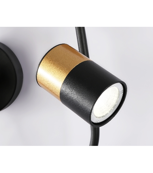Настенный светодиодный светильник со сменной лампой Ambrella light FL51602/3 BK/GD черный/золото 11W 4200K+GU10 424*275*100