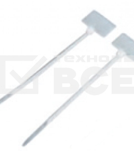 Стяжка пластиковая нейлоновая с площадкой для маркировки Lanmaster 2,5х100 мм, белый, 100 шт