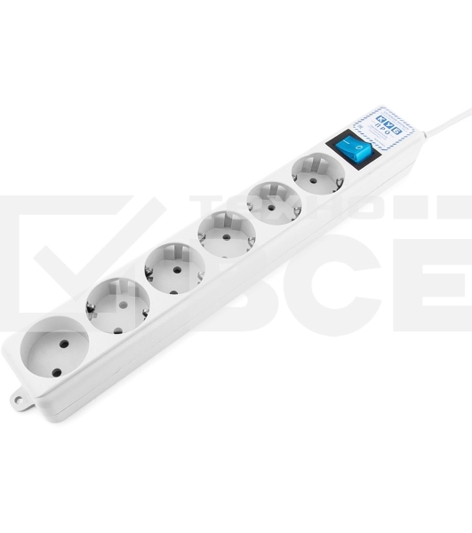 Фильтр-удлинитель Power Cube PRO, 1,9 м, LC контур, 16А/3,5кВт Surge protector Power Cube Pro 1,9 m, LC circuit, 6 outlets (белый) 16A / 3,5kVt