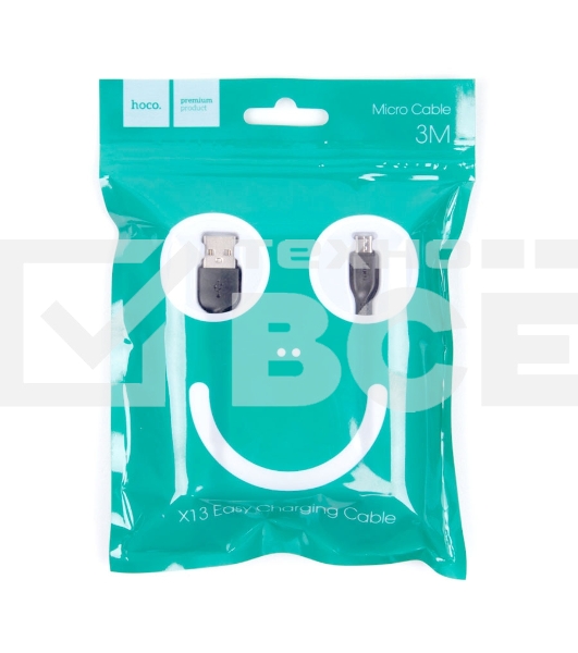 Кабель USB 2.0 hoco X13, AM/microBM, черный, 1м