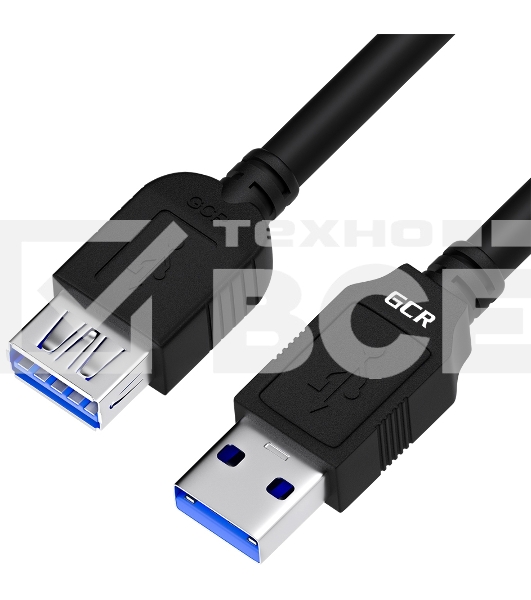 Удлинитель GCR  3.0m USB 3.0, AM/AF, черный, GCR-52702