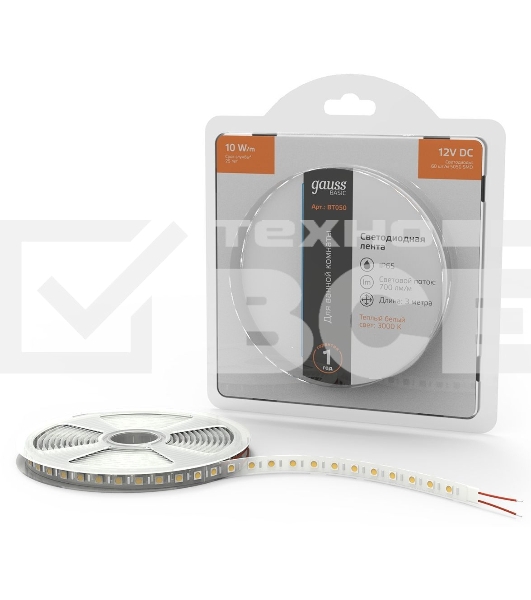 Лента Basic 12V 10W/m 700lm/m 3000K IP65 LED 3m 1/100